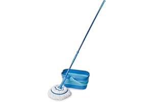 Spontex Ultra kompaktowy zestaw mopa i wiadra, mop z mikrofibry z wbudowanym systemem samoczynnego wyciskania, składane wiadro 10 l, do czyszczenia podłóg laminowanych, drewnianych i płytek, zmywalna