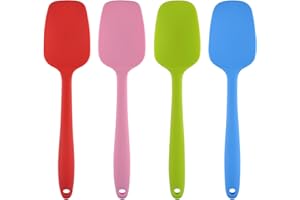 MOACC 4 Pezzi Spatole in Silicone da Cucina Utensili Cucchiaio, Spatola per Dolci, per Cottura e Miscelazione, Resistenti al Calore, Padella Antiaderente, Lunghezza 27 cm
