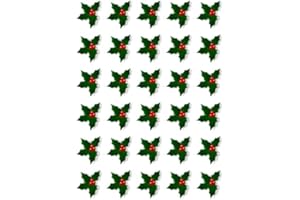 RONNIES-BAKERY-COMPANY Ronnies-Bakery 30 Christmas Holly Cupcake Toppers Edible Wafer Paper Fairy Cake Toppers Birthday Cakes