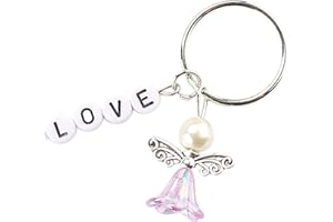HERZWILD Guardian Angel Make Your Own Set Keyring Angel Charm Pearl Angel Pendant for DIY Wedding Jewellery Necklace Crafts