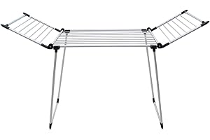 Meisterhome® Extra Stabiler Wäscheständer Standtrockner mit Flügeln für Lange Kleidungsstücke, standfester Flügelwäschetrockner - für drinnen und draußen - 19m Trockenleinenlänge