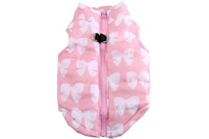 FILFEEL Kurtka dla zwierząt domowych, kamizelka dla psa, zima, kamuflaż, kokarda, jesień, ciepło, bawełna, kot, chihuahua, ubrania, odzież, kostiumy (M-różowa)