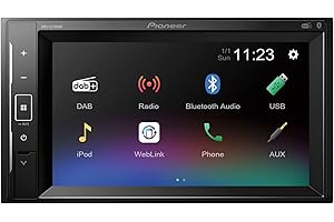 ‎PIONEER Pioneer DMH-A240DAB odtwarzacz multimedialny 2-DIN, krótka głębokość montażu, 6,2-calowy ekran dotykowy ClearType, połączenie ze smartfonem, USB, radio cyfrowe DAB/DAB+, Bluetooth, 13-pasmowy korektor