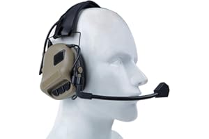 GYDEHUTJ Auriculares tácticos Disparo electrónico Protección auditiva NRR 21 dB Amplificación de Sonido Reducción de Ruido Orejeras Caza Caza Defensor de Orejas con micrófono Desmontable