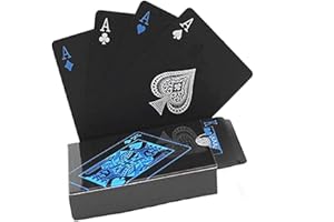 KODAA Black 54 Sheet Professional Waterproof Plastic Standard Playing Cards Magic Poker Cards for Family Party BBQ Gatherings
