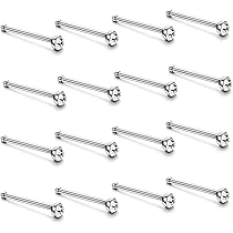 60 Piercing Naso Acciaio Inossidabile Con Cristalli - Set Multicolore Ipoallergenico - Foto 5