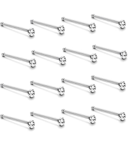 Set 6 Piercing Labret In Acciaio Chirurgico - Senza Filettatura, Per Labbra, Naso, Orecchio, Con Zirconi