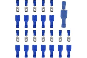 Yosawo 100-Pieces Male Female Spade Connectors Insulated Quick Splice Wire Crimp Terminal 16-14 AWG Blue（PGML)