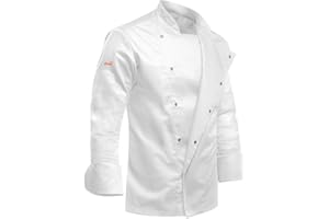 strongAnt Kochjacke Herren Langarm easyMove mit Stretch Rücken inkl. Kugelknöpfe/Druckknöpfe Slim Fit