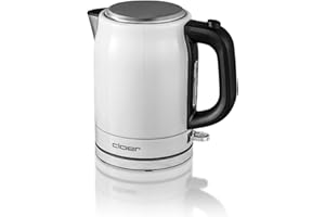 ‎CLOER Cloer 4511 Czajnik elektryczny ze stali nierdzewne, 1 litr, 2200 W, wskaźnik poziomu wody, zabezpieczenie przed pracą na sucho i przegrzaniem, biały