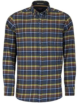 CASAMODA Comfort Fit Hemd Langarm Button Down Kragen Karo braun