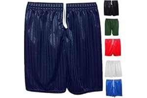 Inspire Me Boys Girls Shorts Playing Games Pants Shadow Stripe Unisex School PE Football Sports Pull Up Multi-Purpose for Gym Cycling - Short Length - Polyester - Mid Rise - Drawstring - Machine Wash