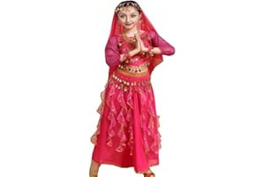GUIRAN Kinder Mädchens Damen Bauchtänzerin Indische Langarm Top Rock Tanzkleid Kostüme
