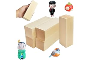 ADERTOS 5 Pcs Basswood Carving Blocks, Large Unfinished Wood Block Plank Natural Whittling Blocks Beginners Wood Carving Kit for DIY Carving Shaping Painting Creative Art Craft (15 x 5 x 5cm)
