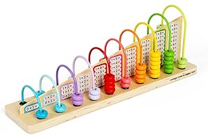 Bigjigs Toys Rainbow Counting Abacus (56 Piece) - Learn Addition & Subtraction, Wooden Numbers & Maths Games, Early Learning Resources For Children, 3+ Years