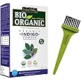 Indus Valley BIO Organic Indigo leaf powder (Indigofera Tinctoria) with Color Recipe Book and an Applicator Brush Kit (100 grams)