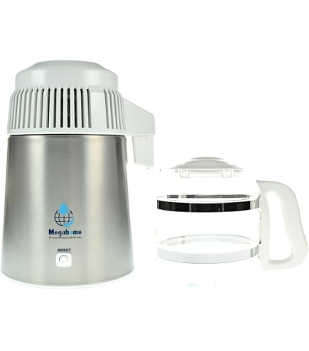 Distillateur D'eau LOER Megahome 580W - Carafe Verre, Bec Porcelaine + 6 Filtres Et Nettoyant
