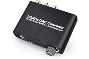 SOUTHSKY 192KHz DAC,HiFi Convertitore,Decodificatore 5.1CH a 2.0CH, Digitale a Analogico, Coassiale Ottico a L+R Cinch, Cuffie da 3,5 mm, Audio Stereo, supporto Dolby AC-3 / DTS per HDTV, PS4, DVD