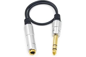 Maxhood Male to Female 6.35, 6.35mm (1/4 inch) Stereo Male Plug to Female 1/4" TRS Jack Audio Cable Stereo Cord, Headphone Guitar Extension Cable, 12inch / 30cm Length