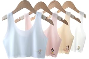 JYNXOR 4 Pezzi Reggiseno Top Bimba Bambina Brassiere Reggiseno Basic in Cotone per Ragazza Top Bambina Reggiseno da Allenamento Basic Intimo Reggiseno in Cotone per Ragazze per Ragazze 8-12 Anni