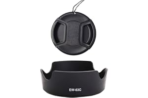 FANZR Pare-soleil EW-63C et bouchon d'objectif 58 mm pour objectif Canon EF-S 18-55 mm f/3.5-5.6, objectif EF-S 18-55 mm f/4-5.6 sur appareil photo T8i T7i 90D 80D 77D