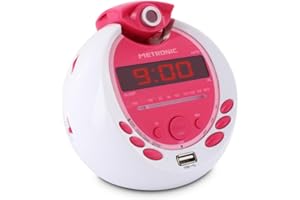 Metronic 477022 Radio-Réveil Enfant MP3 USB Projection - Blanc/Violet