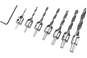 7 Sztuk 5 Flety Wiertła Do Drewna Zestaw Wierteł HSS Rozwiertak Rdzeń Wiertła Fazowania Pogłębiacze 3mm-10mm z Kluczem Hex