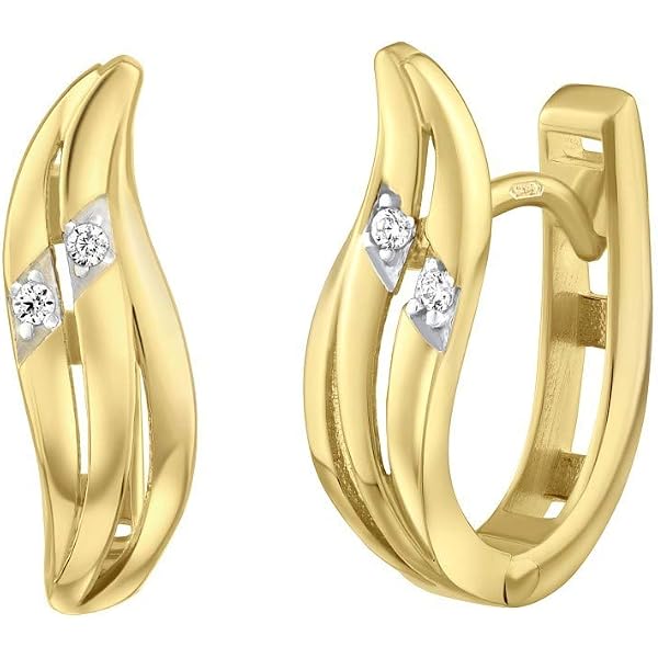 SILVEGO Creolen Aus 585er Gelbgold Mit Zirkonia – Elegante Ohrringe Für Damen, 18 Mm Durchmesser