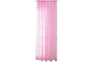HOMOYOYO Rideau de Fenêtre en Voile Romantique Glitter Tulle Traitements de Fenêtre Rideaux Et Rideaux pour Le Salon de La Chambre des Filles des Enfants (100 * 200CM, Pink)