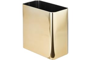mDesign Cestino spazzatura di forma rettangolare con capacità di 10 litri – Bidoncino per la raccolta rifiuti – Perfetto come cestino gettacarte per cucina, bagno, ufficio, camera – ottone