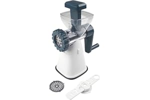 Fackelmann #easyprepare Fleischwolf mit Gebäckvorsatz – Drehwolf für Fleisch oder als Gebäckpresse zum Backen – 2 Lochscheiben (feines & grobes Hack) & 6 Formen für Spritzgebäck