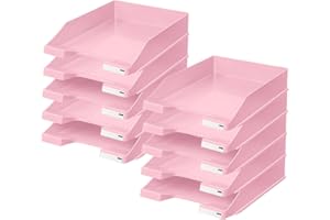 ‎HAN HAN Briefablage KLASSIK, 10 STÜCK Schreibtisch Organizer, Bürobedarf, Ablagefächer, Büromaterial, Briefkorb, Dokumentenablage, bis Format A4/C4, 1027-X-886, pastellrosa