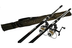 NGT Fishing Set/Kit 2 x 12ft Carp Fishing Rods 2 & Freespool/Bait Runner Reel & Carp Holdall
