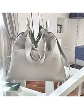 Frauen-Rucksack-Tasche-leder verwandelbar Umhängetasche Hellgrau