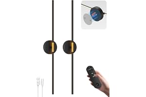 Batteridrivna vägglampetter, set med 2, 360° roterbar vägglampett med fjärrkontroll, 3 000 K, dimbar, magnetisk montering, vägglampett, uppladdningsbar, 72 cm vägglampor för sovrum, vardagsrum, matsal
