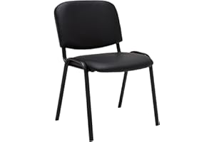 ‎CLP CLP Besucherstuhl Ken mit hochwertiger Polsterung und Kunstlederbezug I Stapelstuhl mit robustem Metallgestell und gepolsterter Rückenlehne, Farbe:schwarz