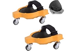 ALETO Lot de 2 genouillères robustes pour le travail - Avec roulettes - Capacité de rotation à 360 degrés - Sans soulever - Antidérapantes - Avec sangles réglables