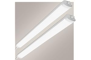 URing Neon LED 120CM, Tube LED 36W 3600LM, Réglette LED IP65 Luminaire Plafonnier LED Néon Eclairage Garage Étanche Pouvant être lié pour Atelier, Sous Sol, Bureau, Grange, Cave, Blanc Neutre 4000K
