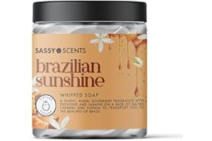 SASSY SHOP WAX Sassy Scents - Whipped Soap, Brazilian Sunshine - Cleanse and Nourish the Skin, With an Uplifting Fragrance - Gentle and Suitable for all Skin Types - Vegan Friendly - 115g