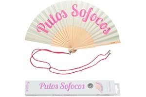 Fisura – Abanico original con mensaje en español. Abanico de madera moderno y gracioso. Abanico para regalo. Abanico con cuelga abanico. 42,5 x 23 cm.