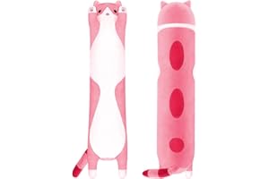 KUNSTIFY Poduszka do spania na boku kot, przytulanka dla dzieci, kobiet w ciąży i jako pomysł na prezent (50 cm, różowa/biała)