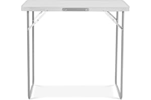 SA Products Utility Folding Table - Portable Foldable Table for Camping, Party & Picnic - Lightweight Small Folding Table - Sturdy Outdoor Patio Furniture with Aluminium Frame (2.3ft White)
