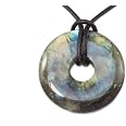 Pendentif Donut En Labradorite 3 Cm Avec Cordon - Pierre Naturelle, Grade A - Porte-bonheur Chinois - 10