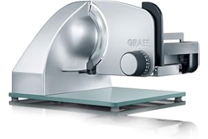 ‎GRAEF. GRAEF Master M20 - Elektrischer Allesschneider, Made in Germany, Vollstahlmesser Ø 170 mm für feinste Schnitte, Schnittstärke 0-20 mm, Kondensatormotor 170 W, Vollmetall, Schneidemaschine, Silber