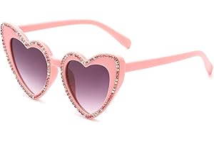 YAMEIZE Trendy Piccolo Strass Amore Cuore - Occhiali da Sole a Forma di Cuore Rhinestone per Donna Uomo Diamond Bling Occhiali Love Heart UV400 Party Guidare