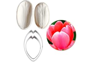 VALINK Pétalo de la Flor Veinier Cortador Silicona Moldes Acero Inoxidable Fondant Juego, Decoración Tartas Toosl Galletas para Hornear, Fuente Horno Sugarcract Chocolate Pasta Goma - Tulipán