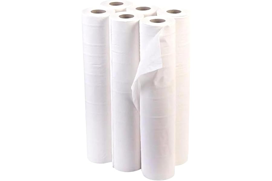 6 x Paper Roll 20" 40M White Hygiene Beauty Salon Massage Couch Table Bed Cover (White)