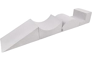 KiddyMoon Area di Gioco in Schiuma Percorso A Ostacoli per Bambini, Elemento Cuneo/Rampa/Meta Rullo/Gradini, Grigio Chiaro