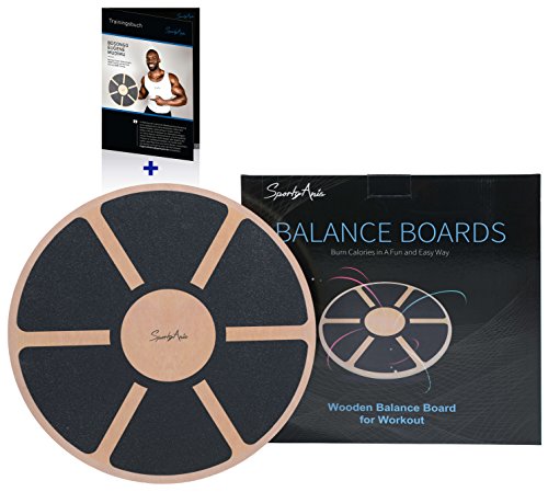 SportyAnis Balance-Board Holz inkl. Übungsbuch Wackel-Brett Therapie ...