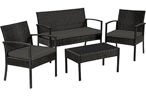 A ATH COLLECTION 3 Pic Replacement Rattan Furniture Seat Cushion Set Waterproof Outdoor Garden Rattan Sofa Comfy Cushions Patio Padding Lightweight and Durable (Gray)